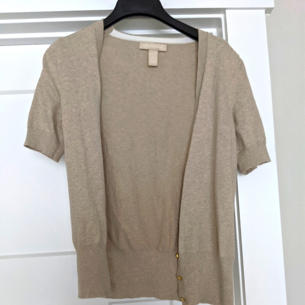 Banana Republic, short-sleeve cardigan, XS, sand/tan color